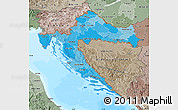 Political Shades Map of Croatia, semi-desaturated, land only