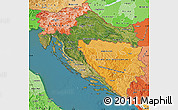 Satellite Map of Croatia, political shades outside, satellite sea