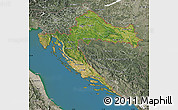 Satellite Map of Croatia, semi-desaturated, land only
