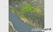 Satellite Map of Croatia, semi-desaturated