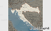 Shaded Relief Map of Croatia, darken