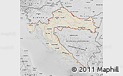 Shaded Relief Map of Croatia, desaturated