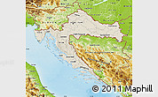 Shaded Relief Map of Croatia, physical outside