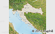 Shaded Relief Map of Croatia, satellite outside, shaded relief sea