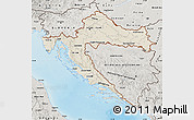 Shaded Relief Map of Croatia, semi-desaturated, land only
