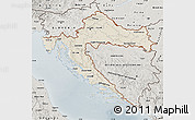 Shaded Relief Map of Croatia, semi-desaturated