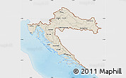 Shaded Relief Map of Croatia, single color outside