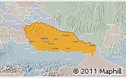 Political 3D Map of Medimurje, lighten, semi-desaturated