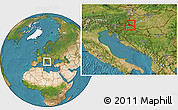 Satellite Location Map of Medimurje, within the entire country
