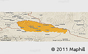 Political Panoramic Map of Medimurje, shaded relief outside