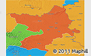 Political 3D Map of Osijek-Baranja