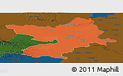 Political Panoramic Map of Osijek-Baranja, darken