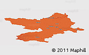 Political Panoramic Map of Osijek-Baranja, single color outside