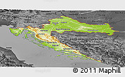 Physical Panoramic Map of Croatia, darken, desaturated