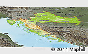 Physical Panoramic Map of Croatia, darken, semi-desaturated, land only