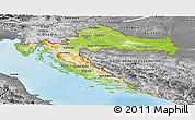 Physical Panoramic Map of Croatia, desaturated, land only
