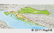 Physical Panoramic Map of Croatia, lighten, semi-desaturated, land only
