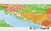 Physical Panoramic Map of Croatia, political shades outside