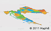 Political Panoramic Map of Croatia, cropped outside