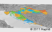 Political Panoramic Map of Croatia, desaturated