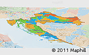 Political Panoramic Map of Croatia, lighten