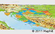 Political Panoramic Map of Croatia, physical outside