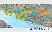 Political Panoramic Map of Croatia, semi-desaturated, land only