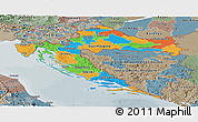 Political Panoramic Map of Croatia, semi-desaturated