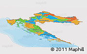 Political Panoramic Map of Croatia, single color outside