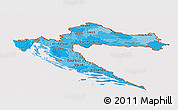 Political Shades Panoramic Map of Croatia, cropped outside