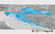 Political Shades Panoramic Map of Croatia, desaturated