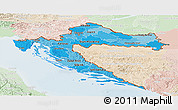 Political Shades Panoramic Map of Croatia, lighten