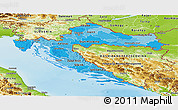 Political Shades Panoramic Map of Croatia, physical outside