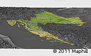 Satellite Panoramic Map of Croatia, darken, desaturated