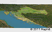 Satellite Panoramic Map of Croatia, darken, land only