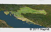 Satellite Panoramic Map of Croatia, darken