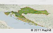 Satellite Panoramic Map of Croatia, lighten