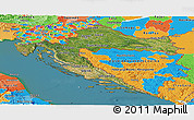 Satellite Panoramic Map of Croatia, political outside, satellite sea
