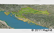Satellite Panoramic Map of Croatia, semi-desaturated, land only