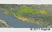 Satellite Panoramic Map of Croatia, semi-desaturated