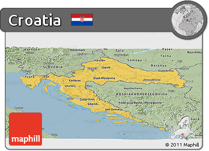 Savanna Style Panoramic Map of Croatia