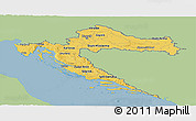 Savanna Style Panoramic Map of Croatia, single color outside