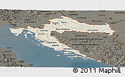 Shaded Relief Panoramic Map of Croatia, darken