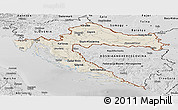 Shaded Relief Panoramic Map of Croatia, desaturated