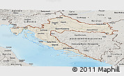 Shaded Relief Panoramic Map of Croatia, semi-desaturated, land only