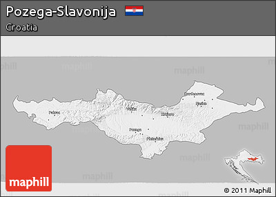 Gray 3D Map of Pozega-Slavonija, single color outside
