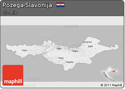 Gray 3D Map of Pozega-Slavonija, single color outside
