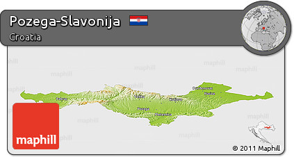 Physical Panoramic Map of Pozega-Slavonija, single color outside