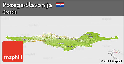 Physical Panoramic Map of Pozega-Slavonija, single color outside