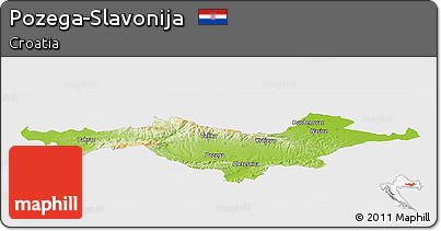 Physical Panoramic Map of Pozega-Slavonija, single color outside
